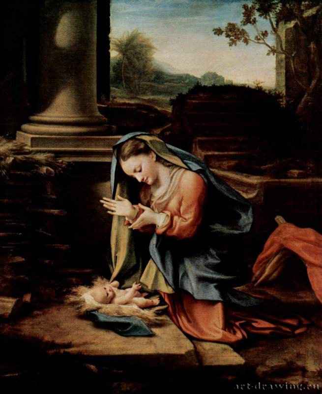Мария, поклоняющаяся младенцу - 1524-152681 x 67 смХолст, маслоВозрождениеИталияФлоренция. Галерея Уффици