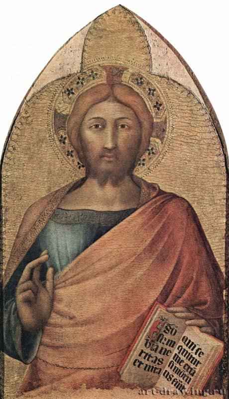 Мартини Симоне: Благословляющий Христос - 1317. 76 x 46 см Дерево, темпера Готика Италия Неаполь. Национальная галерея Каподимонте Сиенская школа, предположительно часть алтаря