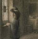 Утренний туалет, 1860 г. - Акварель, пастель, бумага, карандаш; 37,1 x 25,7 см. Музей изящных искусств. Бостон. Франция.