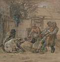 Режут свинью, 1867 - 1870 г. - Уголь, пастель, холст; 68 x 88,4 см. Музей изящных искусств. Бостон. Франция.