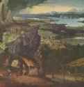 Св. Иероним на фоне пейзажа. 1520 - 74 x 91 см. Дерево. Возрождение. Нидерланды (Фландрия). Антверпен. Королевский музей изящных искусств.