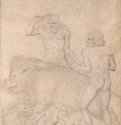 Охота на вепря. 1427-1432 - Пизанелло: 189 х 118 мм. Серебряный штифт и перо на пергаменте. Берлин. Гравюрный кабинет.