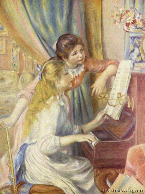 Две девушки у фортепиано. 1892-1893 - 69 x 59 смХолст, маслоИмпрессионизмФранцияПариж. Музей Орсэ