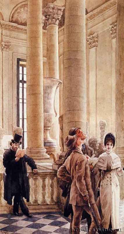 В Лувре. 1879 - 1880 г. - Акварель. Частное собрание. Франция.