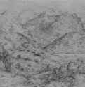 Пейзаж с горной грядой. 1555 - 237 х 360 мм. Перо коричневым тоном, на белой бумаге. Четсуорт (графтсво Дербишир). Девонширская коллекция. Нидерланды.