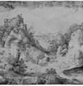 Пейзаж с замком на скале, 1558-1559 - 158 х 220 мм. Перо желтым тоном на белой бумаге. Принстон (штат Нью-Джерси). Частное собрание. Нидерланды.