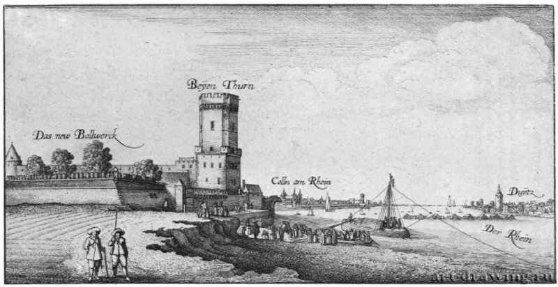 Кёльн, вид на башню Байерн. 1632-1636 - 89 х 175 мм. Офорт и гравюра сухой иглой. Кёльн. Собрание Гюнтера Лейстена. Чехия.