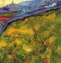 Горный пейзаж на закате с огороженным лугом. 1889 - 72 x 92 см. Холст, масло. Постимпрессионизм. Нидерланды и Франция. Оттерло. Музей Крёллера-Мюллера.