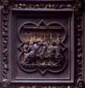 Баптистерий. Деталь северных дверей: Тайная вечеря. 1425-1452 - 39 x 39 см. Бронза, позолота. Флоренция. Баптистерий.