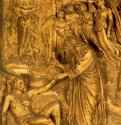 Врата рая. Сотворение Адама. 1425 - Флоренция. Баптистерий.
