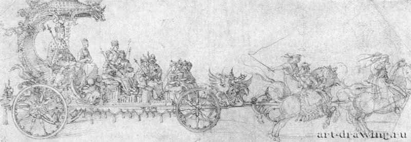 Малая триумфальная повозка. 1512 - 16,2 x 46 Перо на бумаге Собрание графики Альбертина Вена