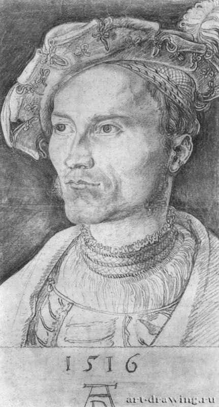 Портрет мужчины. 1516 - 41,8 x 22,5 Уголь на бумаге, лист сильно обрезан Британский музей, Отдел гравюры и рисунка Лондон