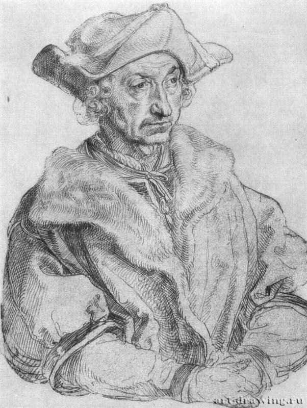 Портрет мужчины (Себастьян, Брант). 1520-1521 - 19,4 x 14,7 Серебряный штифт на бумаге Гравюрный кабинет Берлин
