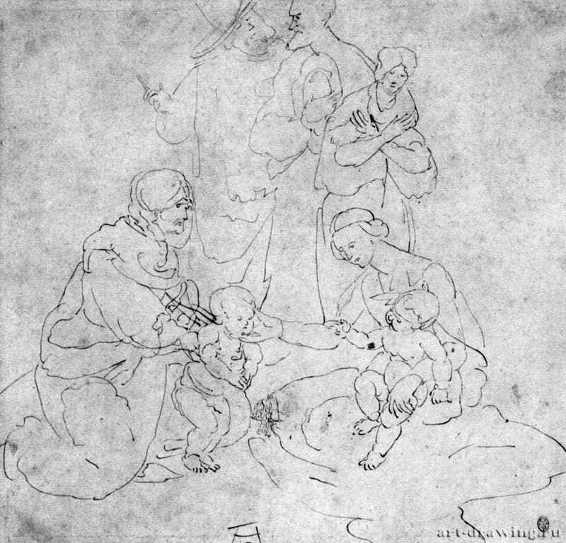 Святое семейство. 1521 - 19,3 x 20,2 Перо на бумаге Гравюрный кабинет Берлин