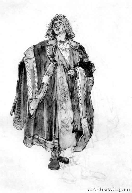 Эскиз придворного костюма. 1513-1515 - 28,2 x 21 Перо, акварель, на бумаге Собрание графики Альбертина Вена