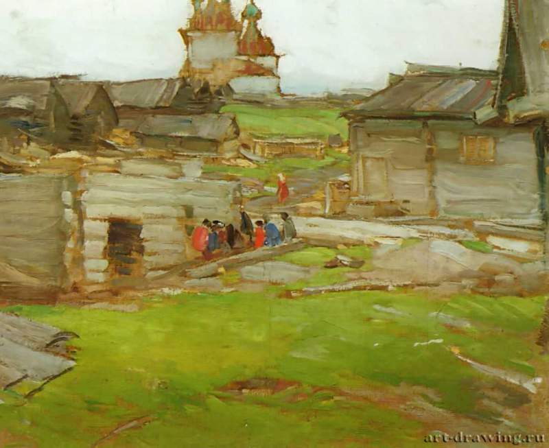 Пейзаж. (Этюд со срубом), 1910 г. - Холст, масло; 705, х 83 см. Государственный музей изобразительных искусств Республики Татарстан. Казань. Россия.